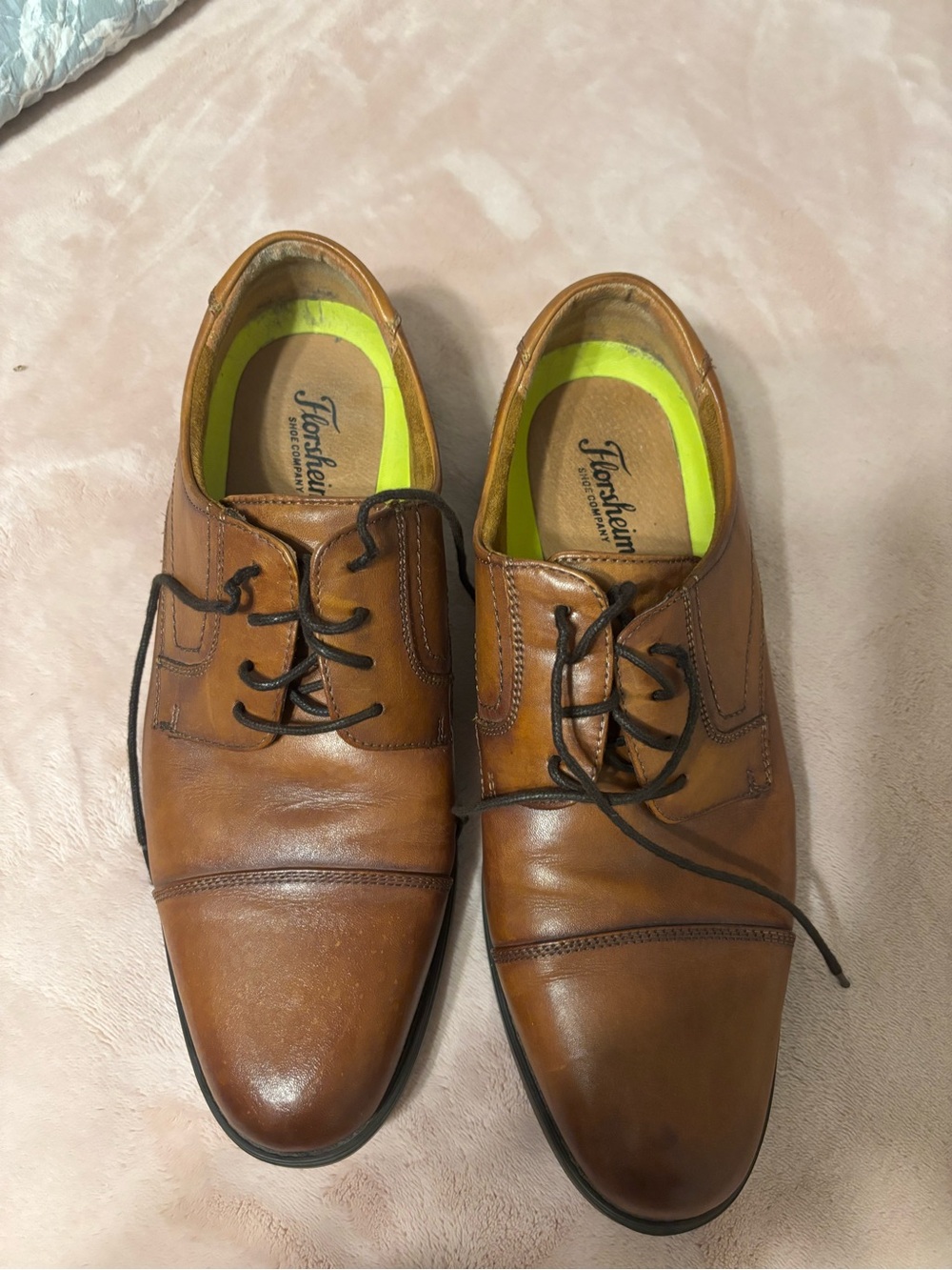 Florsheim Comfortech Cap Toe Oxford Dress Shoes Cognac Leather Men’s 11D